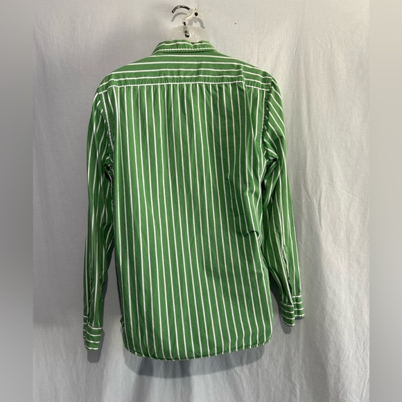 American Eagle Outfitters Green & White Striped Button Down Shirt Men’s L - Picture 4 of 5